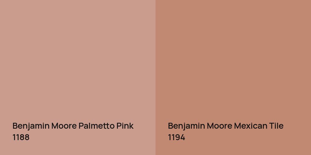 Benjamin Moore Palmetto Pink vs. Benjamin Moore Mexican Tile