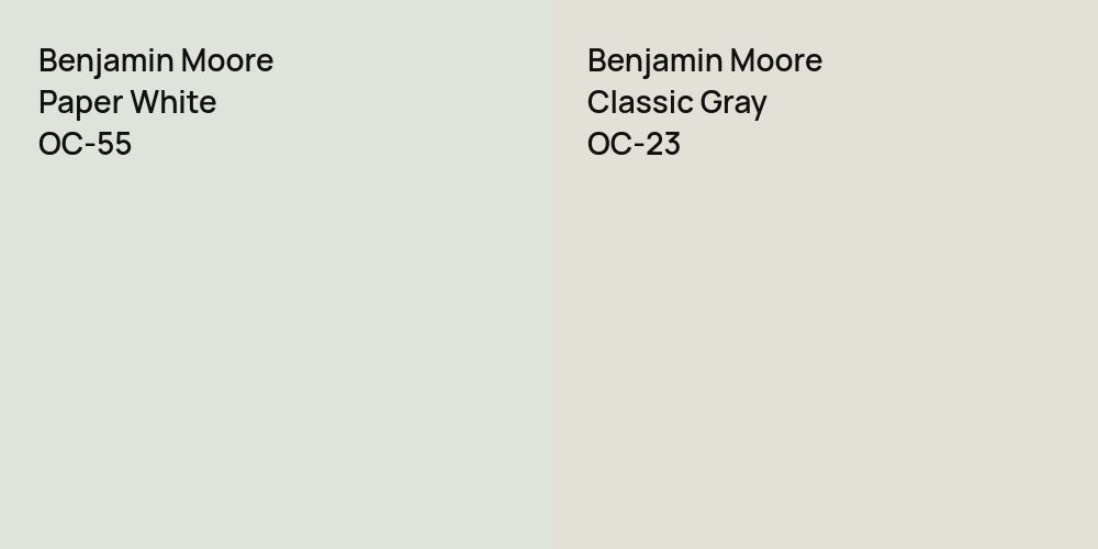 Benjamin Moore Paper White vs. Benjamin Moore Classic Gray