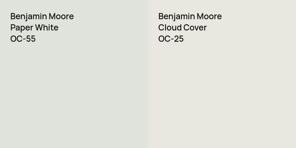 Benjamin Moore Paper White vs. Benjamin Moore Cloud Cover