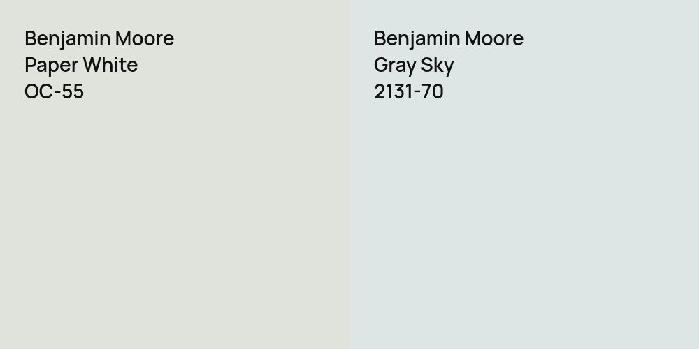 Benjamin Moore Paper White vs. Benjamin Moore Gray Sky