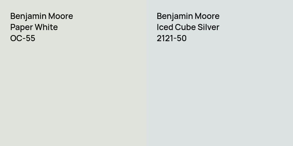 Benjamin Moore Paper White vs. Benjamin Moore Iced Cube Silver