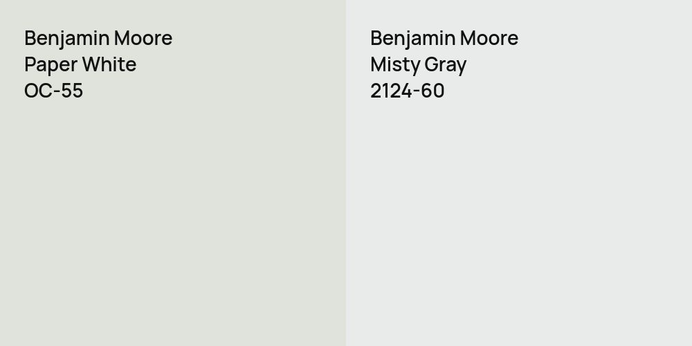 Benjamin Moore Paper White vs. Benjamin Moore Misty Gray