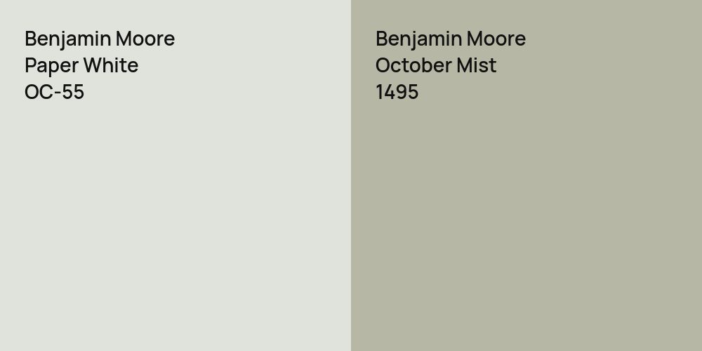 Benjamin Moore Paper White vs. Benjamin Moore October Mist