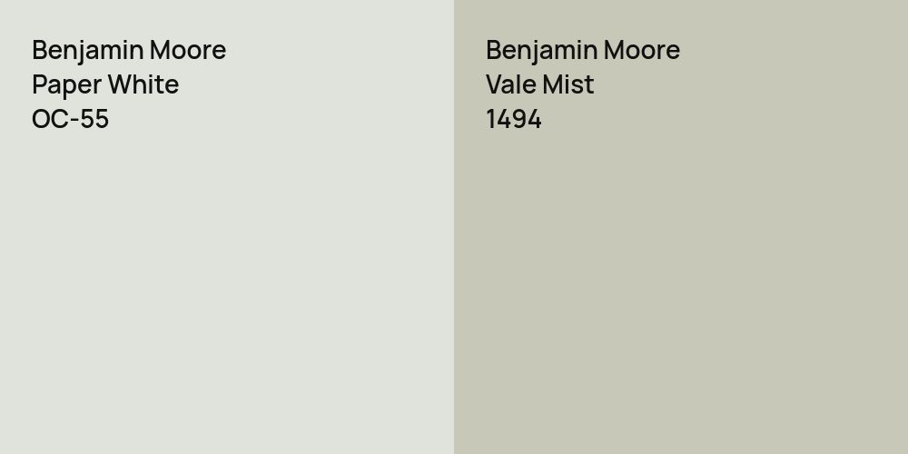 Benjamin Moore Paper White vs. Benjamin Moore Vale Mist