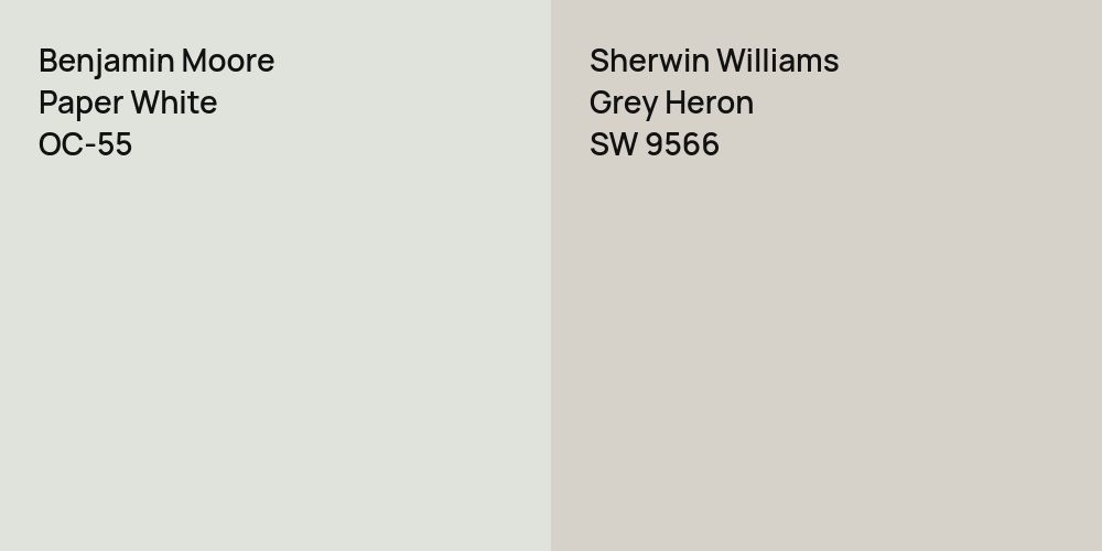 Benjamin Moore Paper White vs. Sherwin Williams Grey Heron