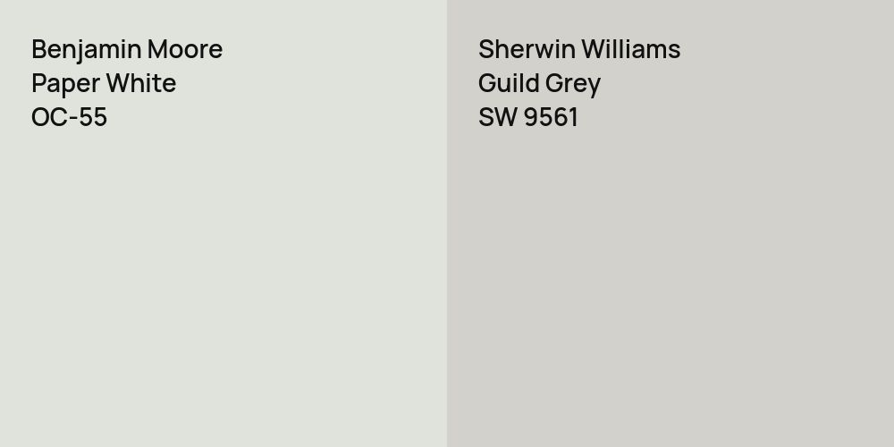 Benjamin Moore Paper White vs. Sherwin Williams Guild Grey