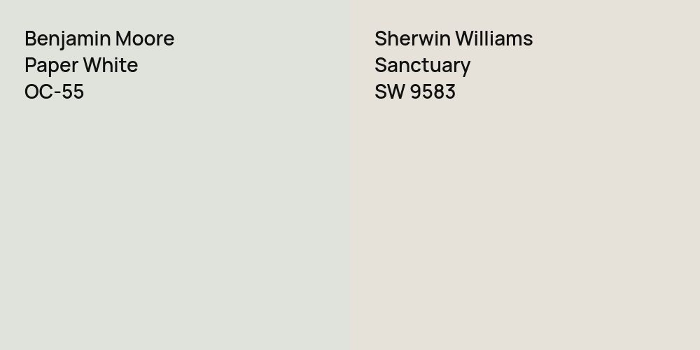 Benjamin Moore Paper White vs. Sherwin Williams Sanctuary