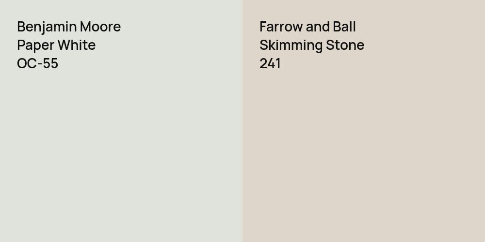 Benjamin Moore Paper White vs. Farrow and Ball Skimming Stone