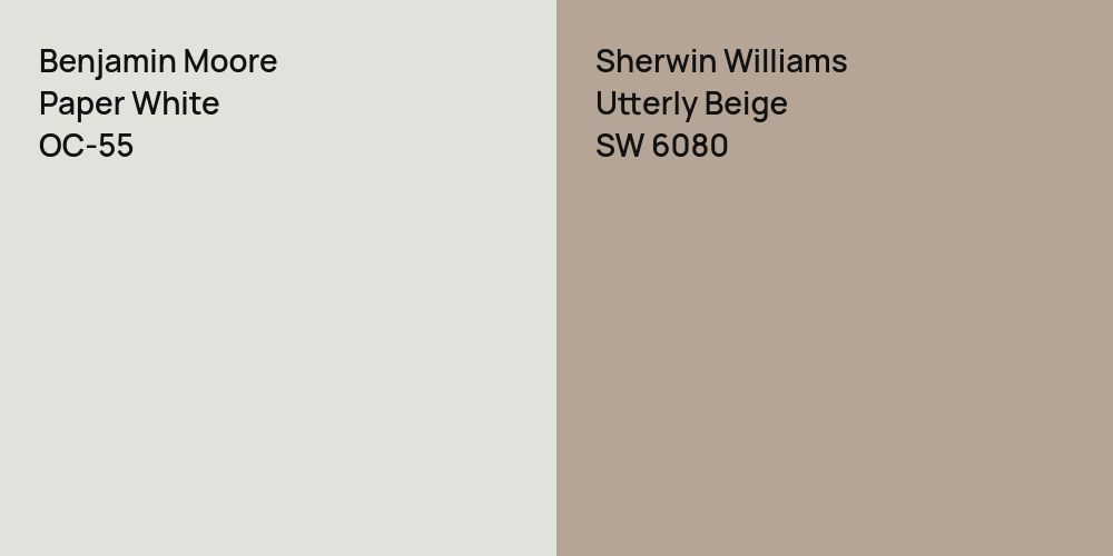 Benjamin Moore Paper White vs. Sherwin Williams Utterly Beige