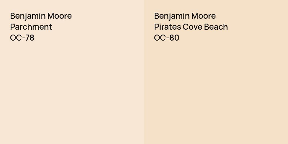 Benjamin Moore Parchment vs. Benjamin Moore Pirates Cove Beach