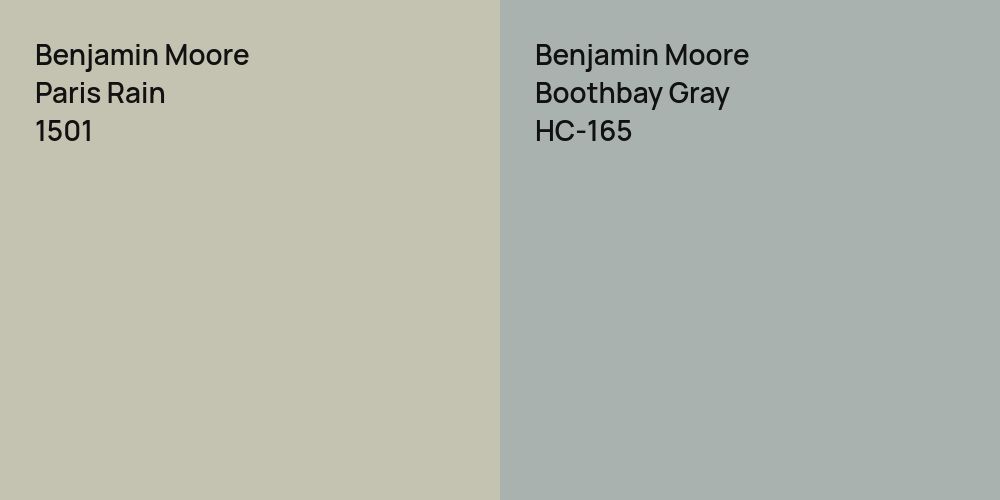 Benjamin Moore Paris Rain vs. Benjamin Moore Boothbay Gray