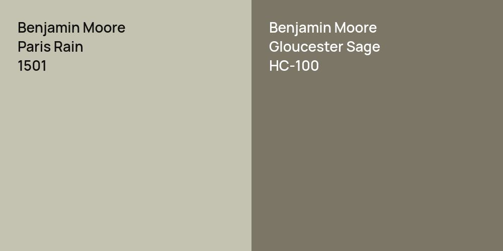 Benjamin Moore Paris Rain vs. Benjamin Moore Gloucester Sage