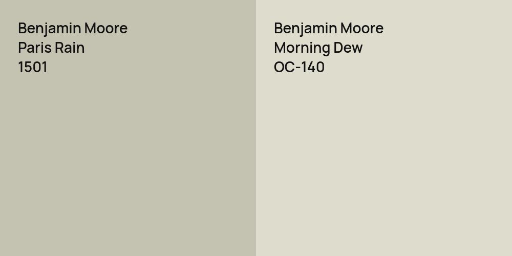 Benjamin Moore Paris Rain vs. Benjamin Moore Morning Dew