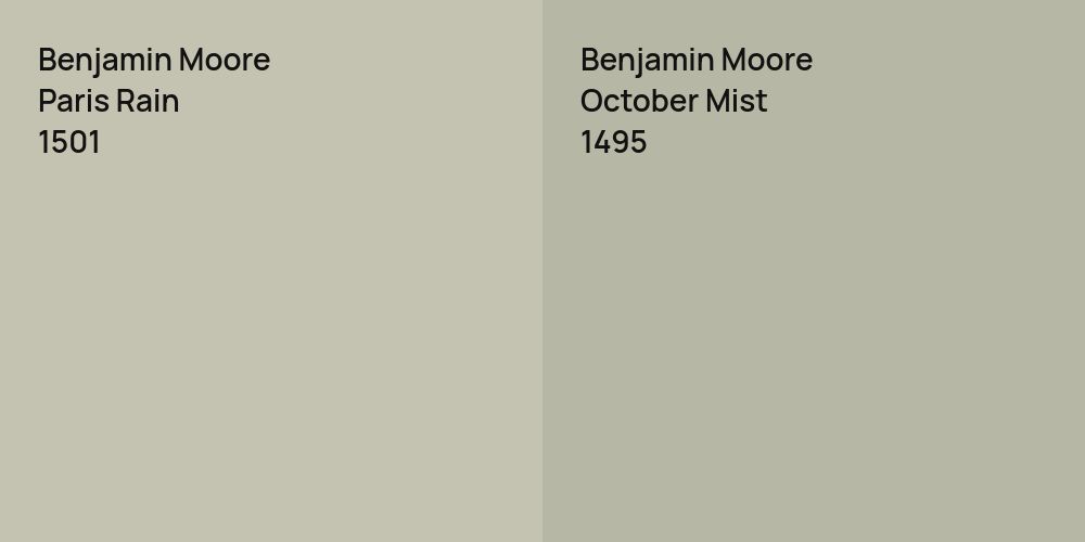 Benjamin Moore Paris Rain vs. Benjamin Moore October Mist