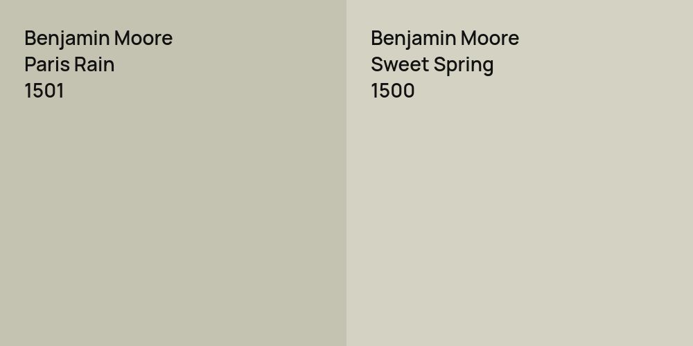 Benjamin Moore Paris Rain vs. Benjamin Moore Sweet Spring