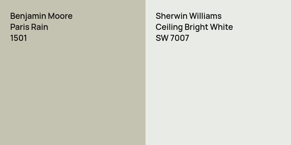 Benjamin Moore Paris Rain vs. Sherwin Williams Ceiling Bright White