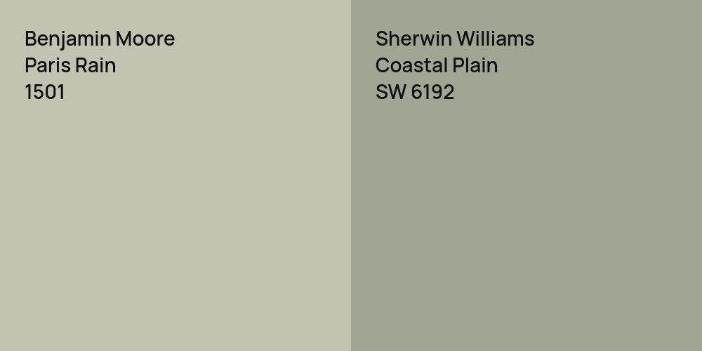 Benjamin Moore Paris Rain vs. Sherwin Williams Coastal Plain