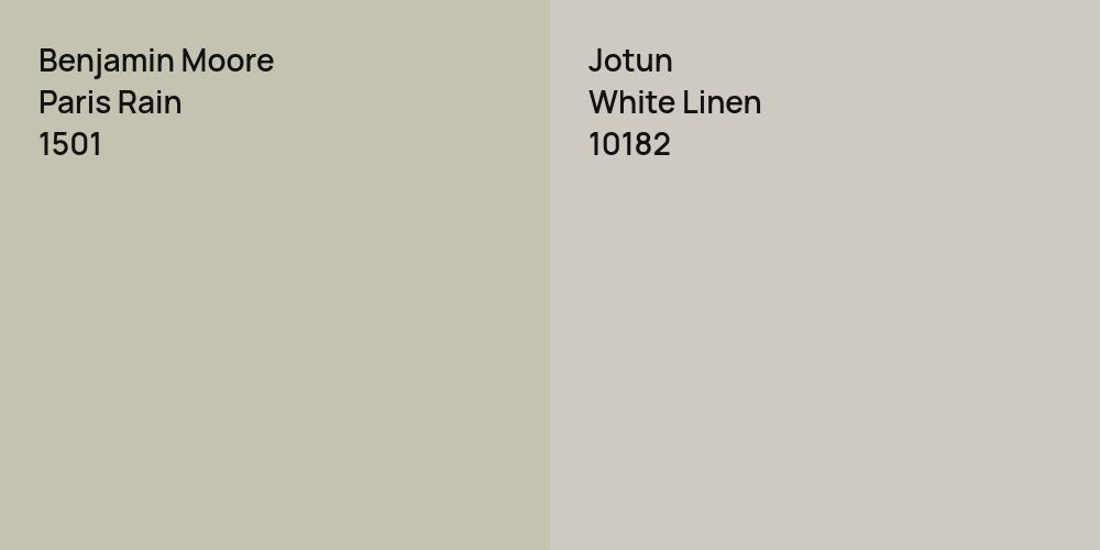 Benjamin Moore Paris Rain vs. Jotun White Linen