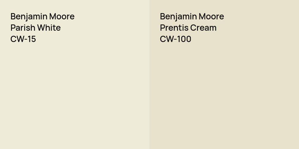 Benjamin Moore Parish White vs. Benjamin Moore Prentis Cream