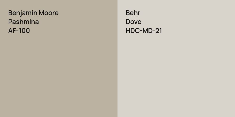 Benjamin Moore Pashmina vs. Behr Dove