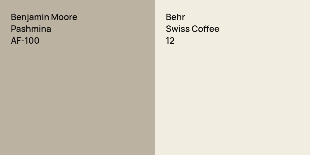 Benjamin Moore Pashmina vs. Behr Swiss Coffee