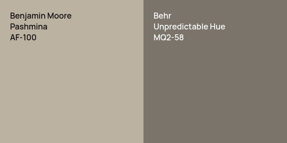 Benjamin Moore Pashmina vs. Behr Unpredictable Hue