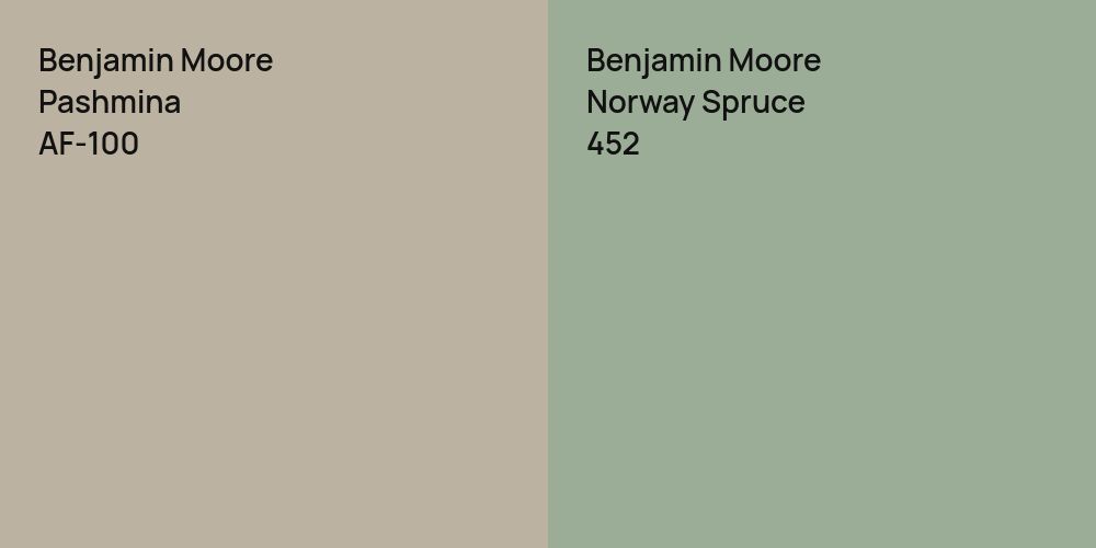 Benjamin Moore Pashmina vs. Benjamin Moore Norway Spruce