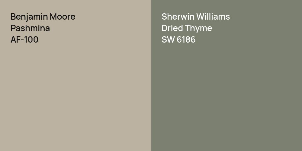 Benjamin Moore Pashmina vs. Sherwin Williams Dried Thyme