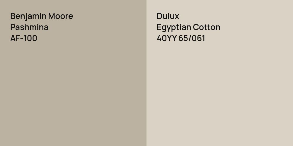 Benjamin Moore Pashmina vs. Dulux Egyptian Cotton