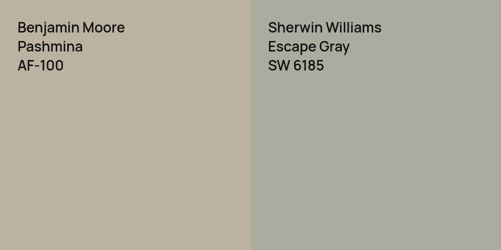 Benjamin Moore Pashmina vs. Sherwin Williams Escape Gray