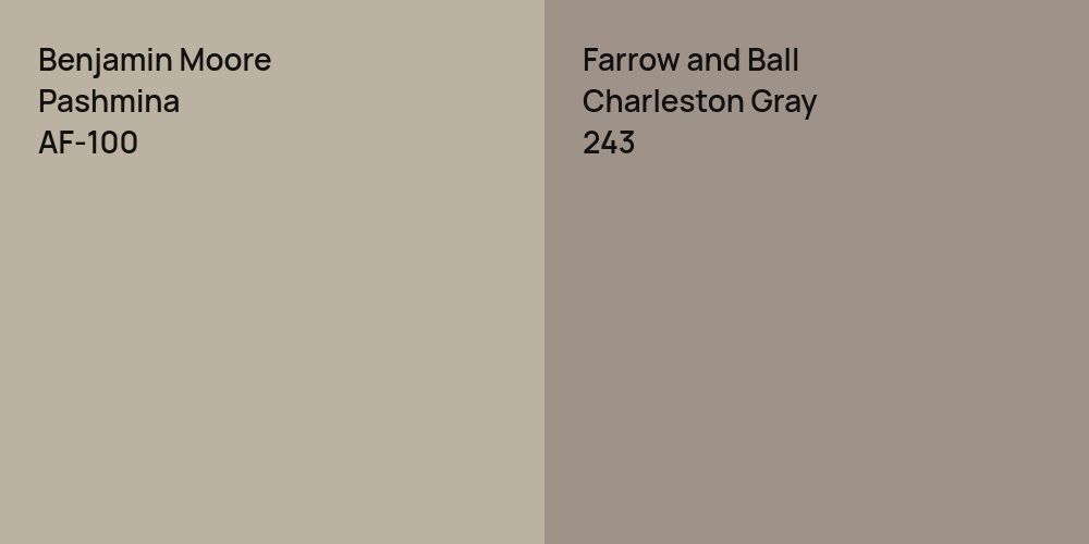 Benjamin Moore Pashmina vs. Farrow and Ball Charleston Gray