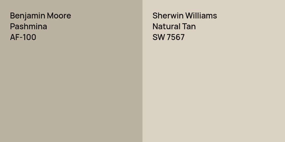 Benjamin Moore Pashmina vs. Sherwin Williams Natural Tan