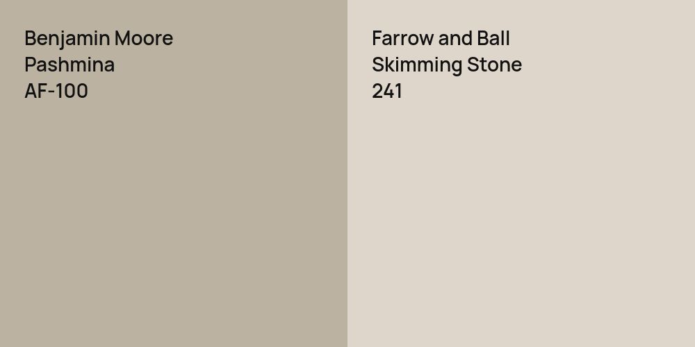 Benjamin Moore Pashmina vs. Farrow and Ball Skimming Stone