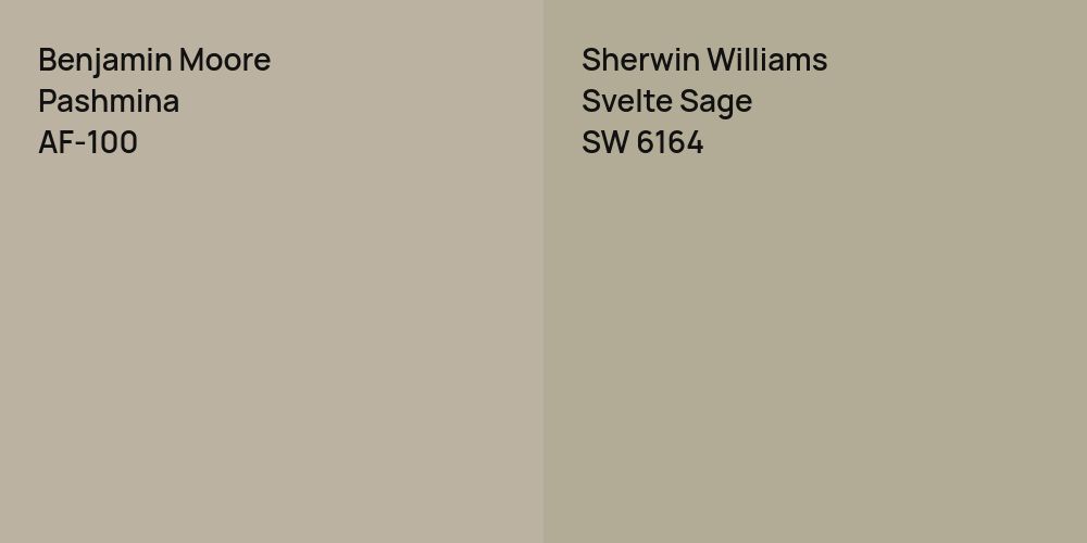 Benjamin Moore Pashmina vs. Sherwin Williams Svelte Sage