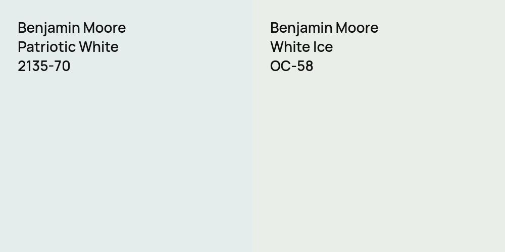 Benjamin Moore Patriotic White vs. Benjamin Moore White Ice