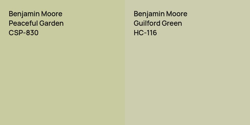 Benjamin Moore Peaceful Garden vs. Benjamin Moore Guilford Green