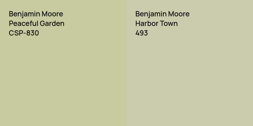 Benjamin Moore Peaceful Garden vs. Benjamin Moore Harbor Town