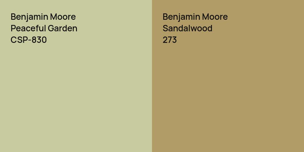 Benjamin Moore Peaceful Garden vs. Benjamin Moore Sandalwood