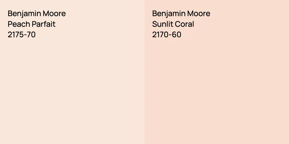 Benjamin Moore Peach Parfait vs. Benjamin Moore Sunlit Coral