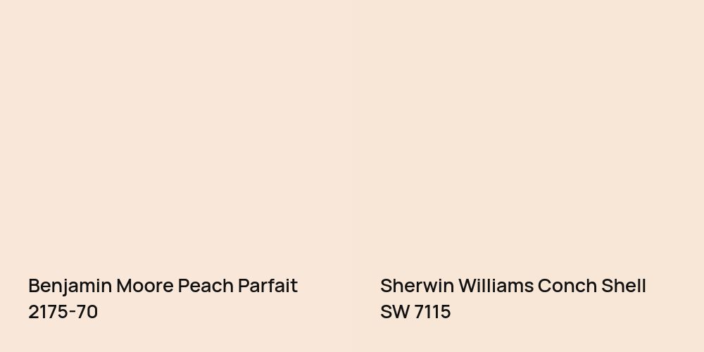 Benjamin Moore Peach Parfait vs. Sherwin Williams Conch Shell