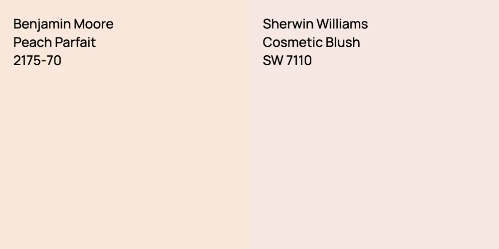 Benjamin Moore Peach Parfait vs. Sherwin Williams Cosmetic Blush