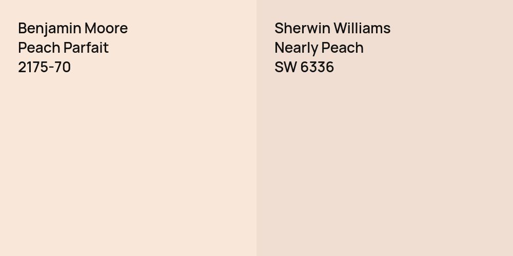 Benjamin Moore Peach Parfait vs. Sherwin Williams Nearly Peach