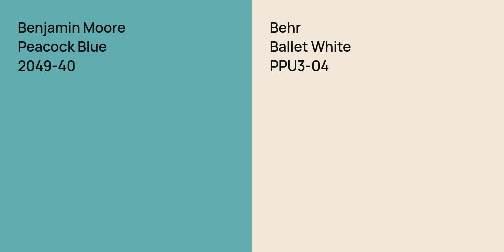 Benjamin Moore Peacock Blue vs. Behr Ballet White