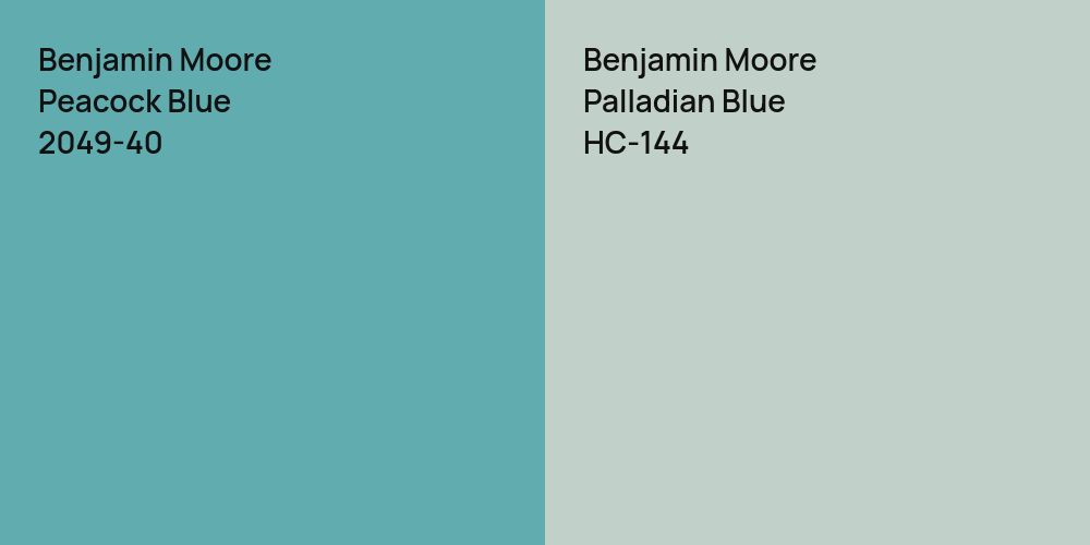 Benjamin Moore Peacock Blue vs. Benjamin Moore Palladian Blue