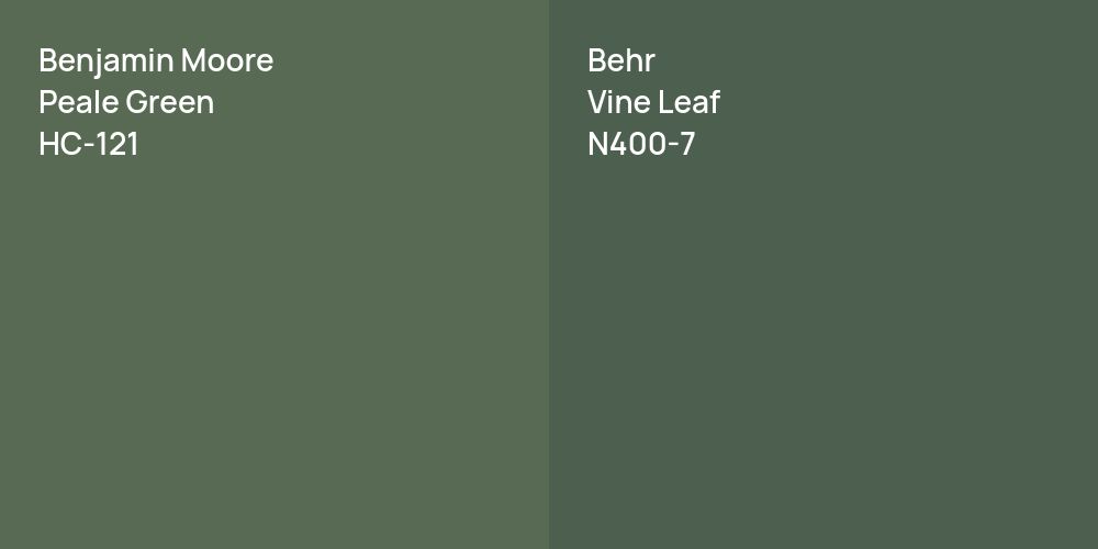 Benjamin Moore Peale Green vs. Behr Vine Leaf