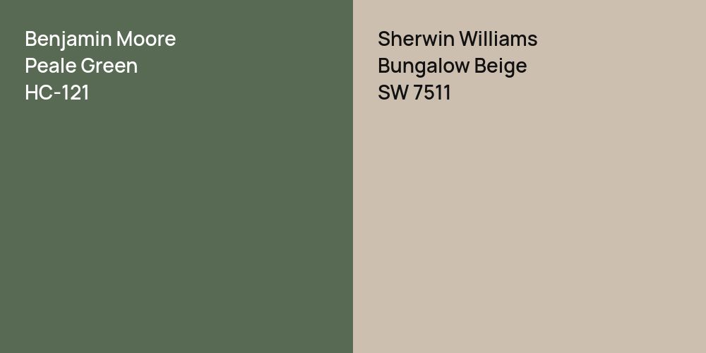 Benjamin Moore Peale Green vs. Sherwin Williams Bungalow Beige