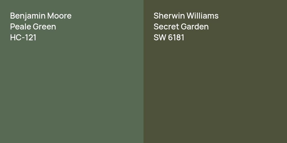 Benjamin Moore Peale Green vs. Sherwin Williams Secret Garden