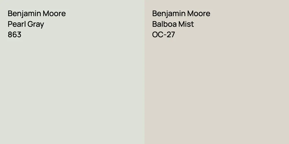 Benjamin Moore Pearl Gray vs. Benjamin Moore Balboa Mist