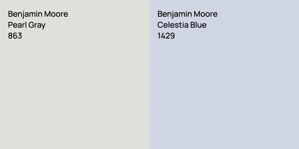 Benjamin Moore Pearl Gray vs. Benjamin Moore Celestia Blue