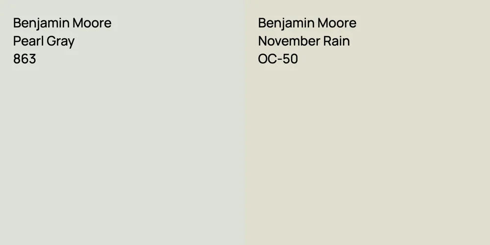 Benjamin Moore Pearl Gray vs. Benjamin Moore November Rain